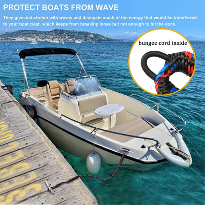 Bungee Dock Lines for Boats, Quick Connect No Knots, Shock Absorbing Mooring Lines, Boating Gifts for Men, Boat Accessories for Pontoon, Bass Boat, Jet Ski